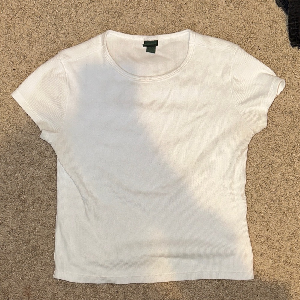Wild Fable White Ribbed Short Sleeve Tee